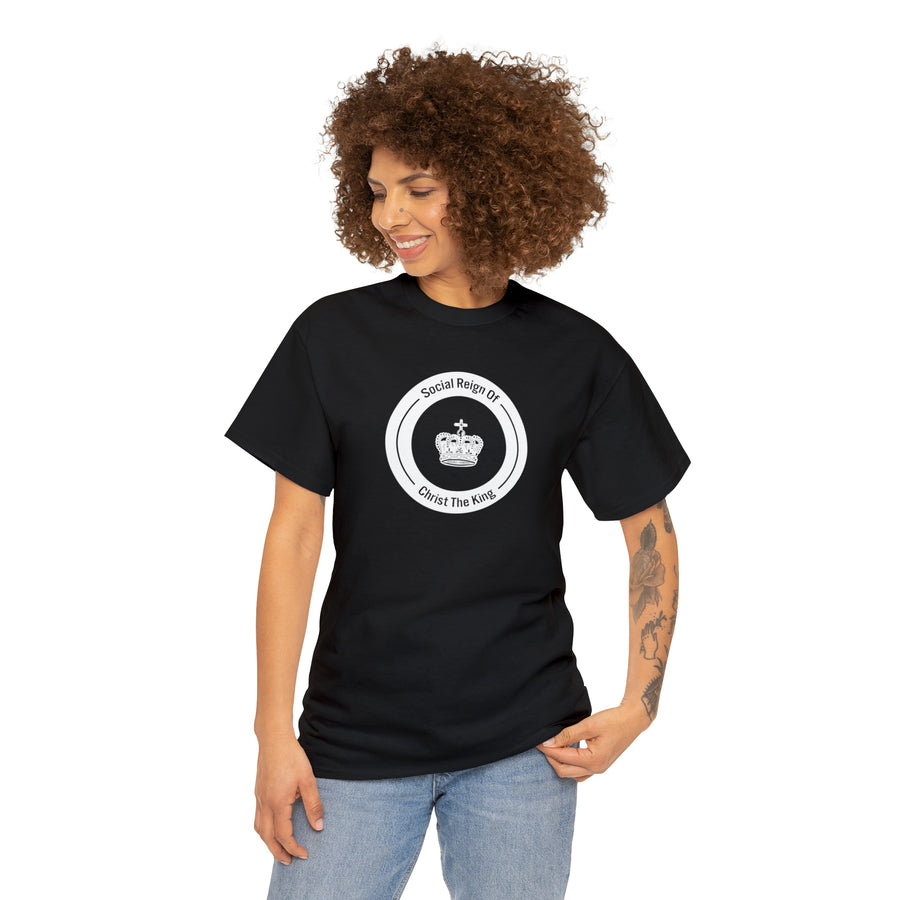 Social Reign of Christ the King woman's White Circle t-shirt