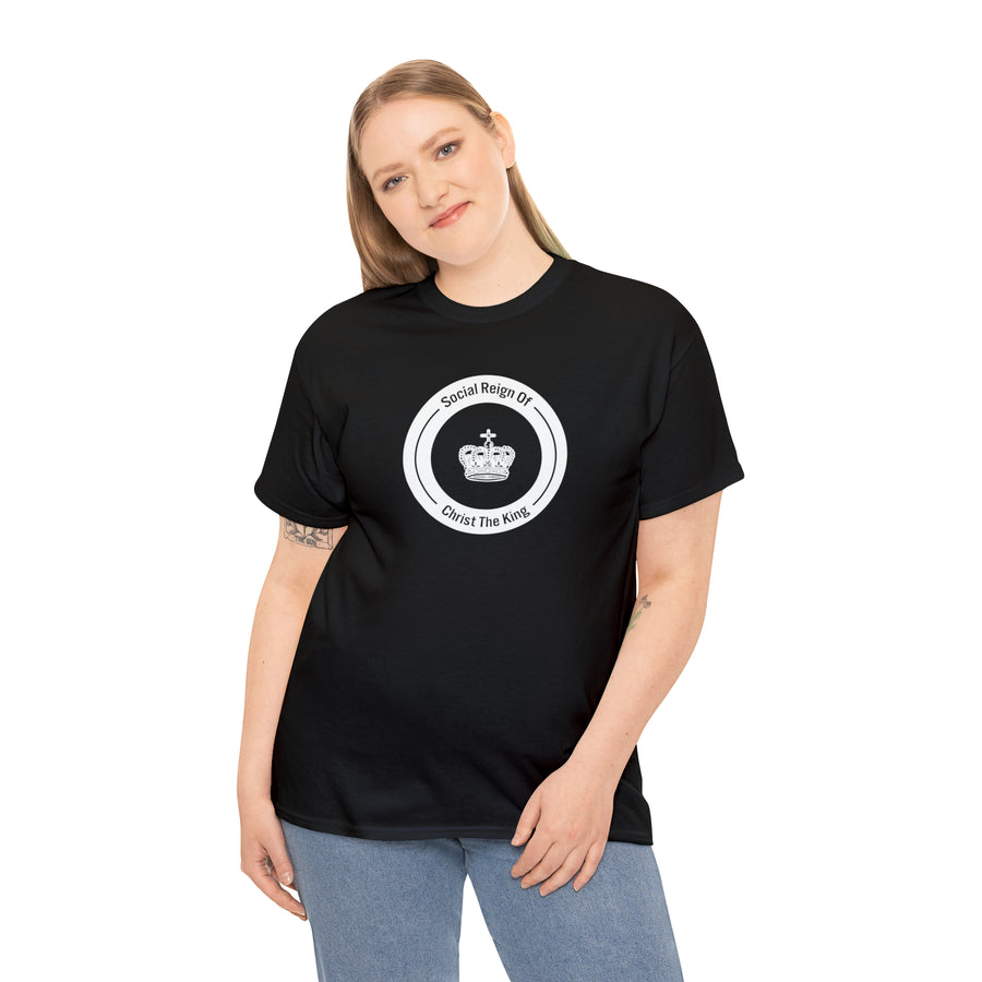 Social Reign of Christ the King woman's White Circle t-shirt