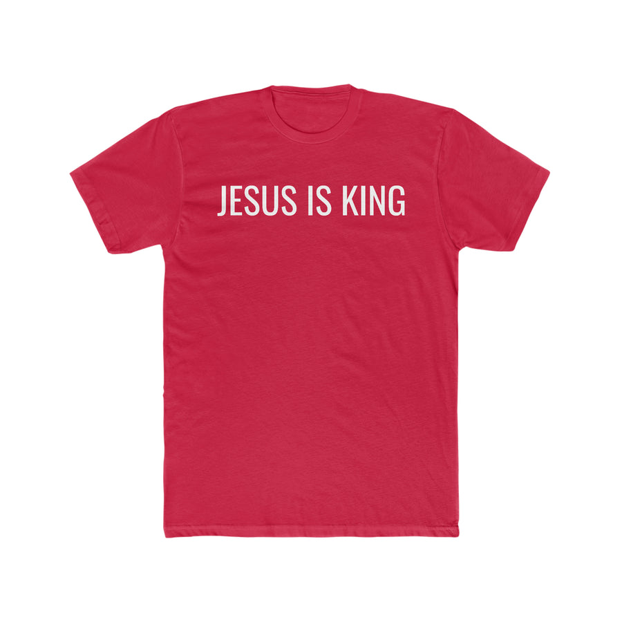 Jesus is King Red religious Cotton Crew Tee