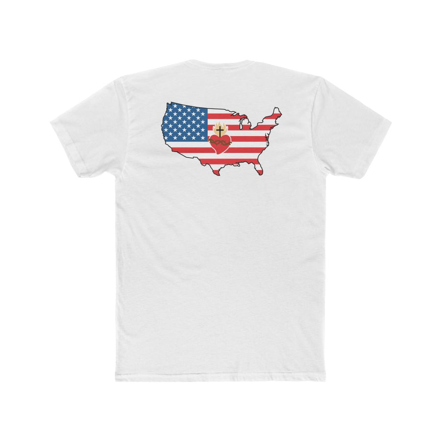 USA American Flag Patriotic gift Religious Christian Christ the King Men's Cotton Crew Tee Shirt