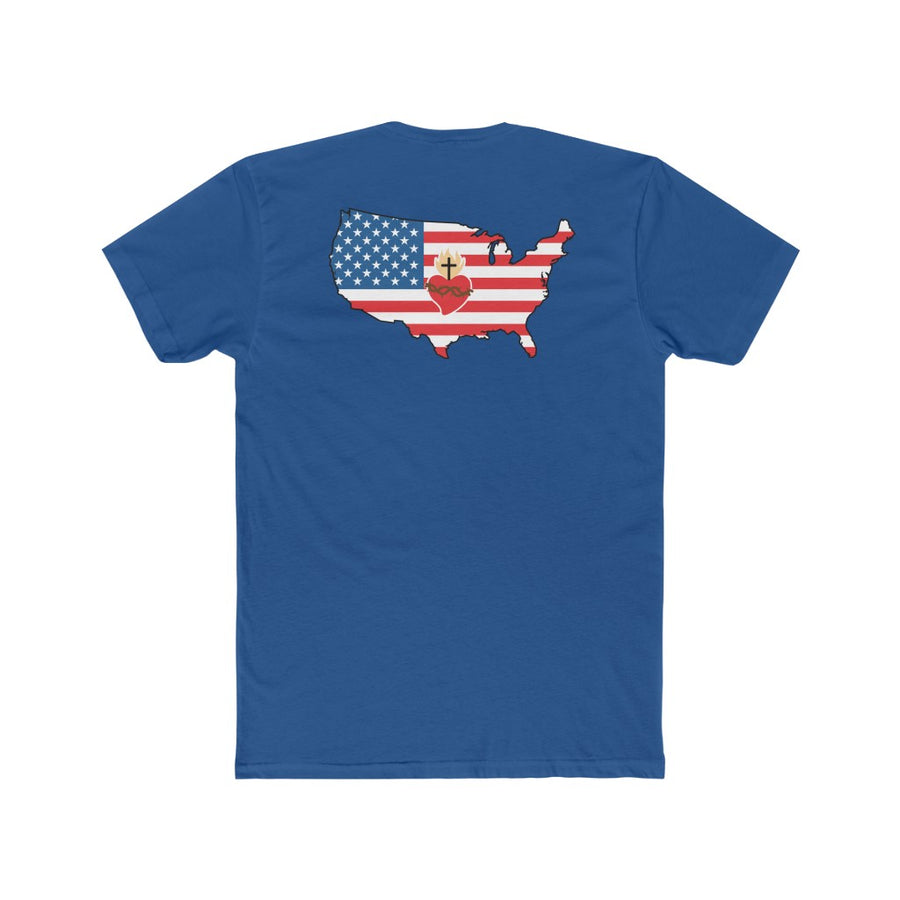 USA American Flag Patriotic gift Religious Christian Christ the King Men's Cotton Crew Tee Shirt